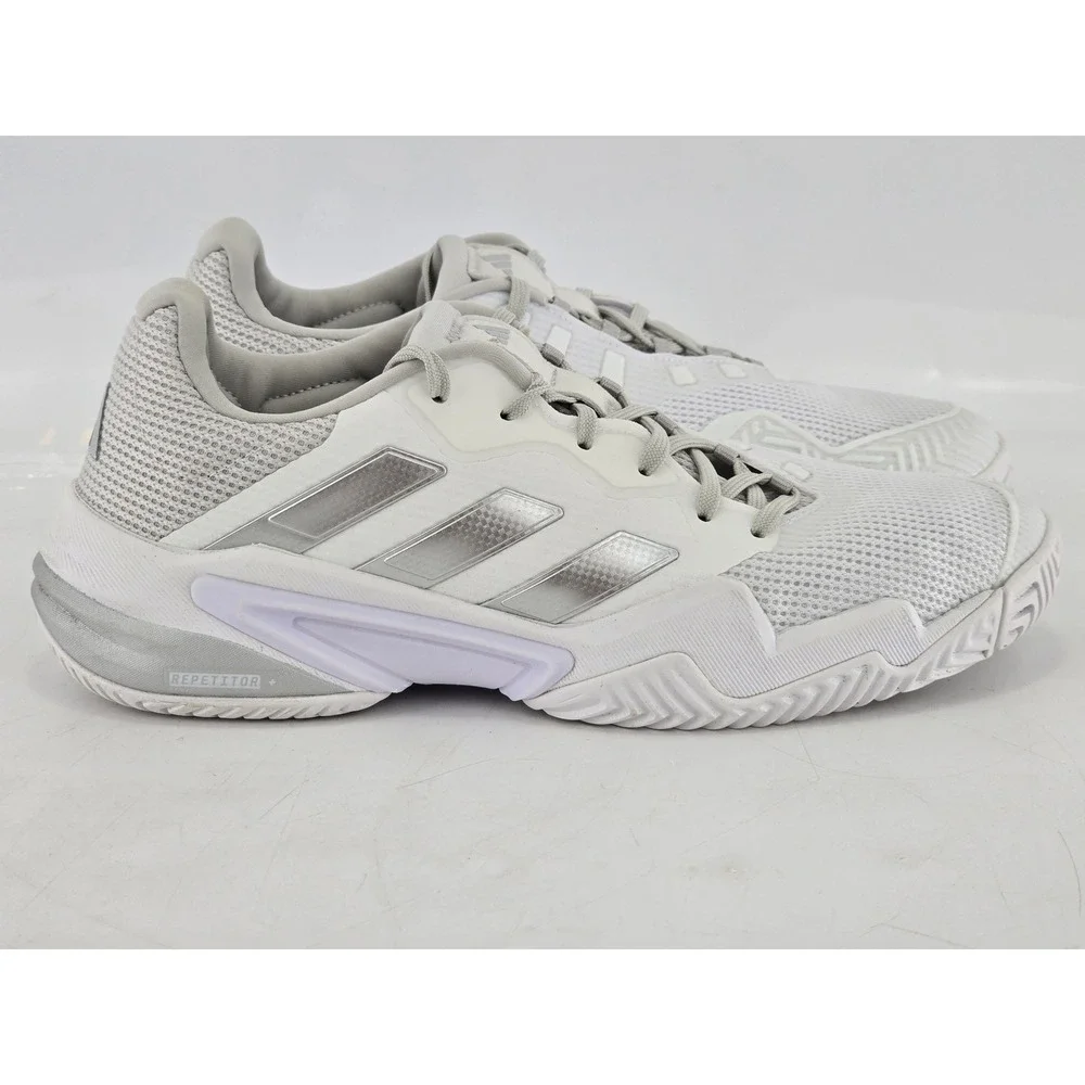 Adidas Barricade Tennis Shoes Mens 10.5 White Silver IF0407 - Good